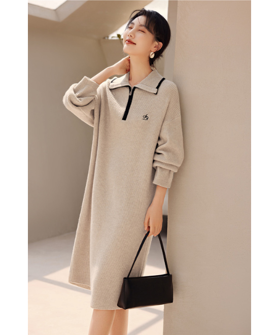 ジップアップセーターワンピース
