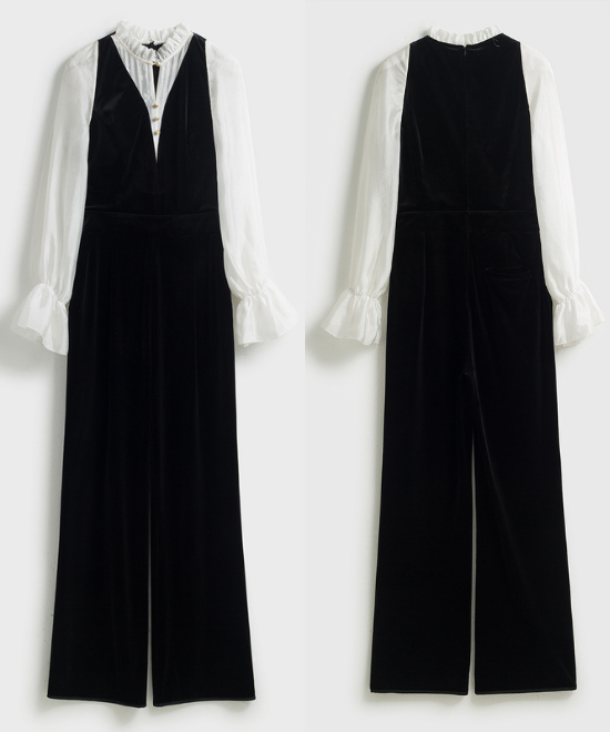 ベルベットフェイクツーピースジャンプスーツ