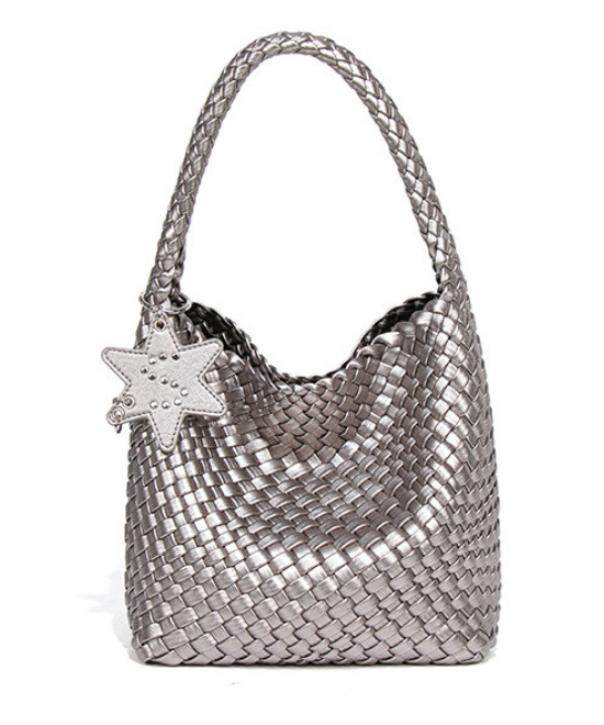 手織りテクスチャーワンショルダーハンドバッグ