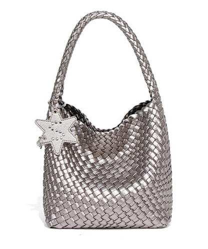 手織りテクスチャーワンショルダーハンドバッグ