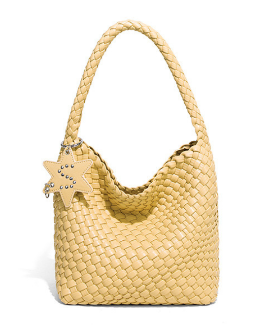 手織りテクスチャーワンショルダーハンドバッグ