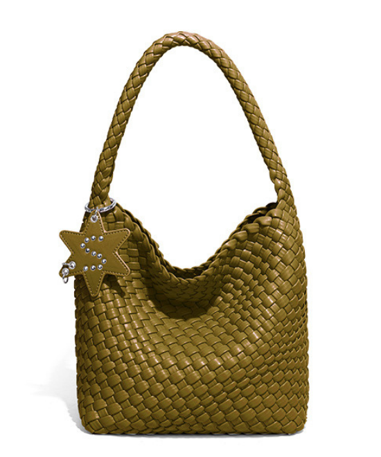 手織りテクスチャーワンショルダーハンドバッグ