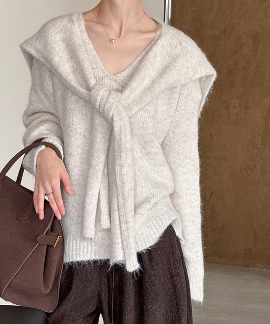 ウールニットトップス＋ショールセット