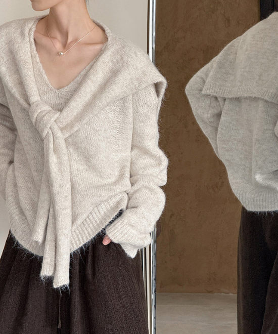 ウールニットトップス＋ショールセット