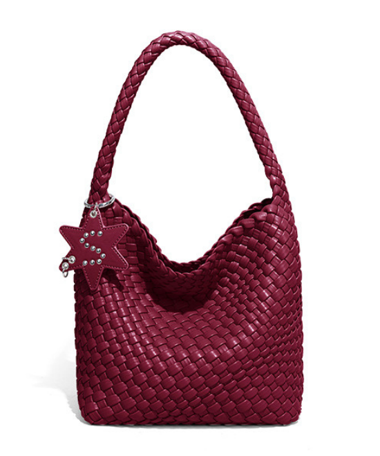 手織りテクスチャーワンショルダーハンドバッグ