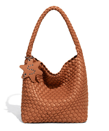 手織りテクスチャーワンショルダーハンドバッグ