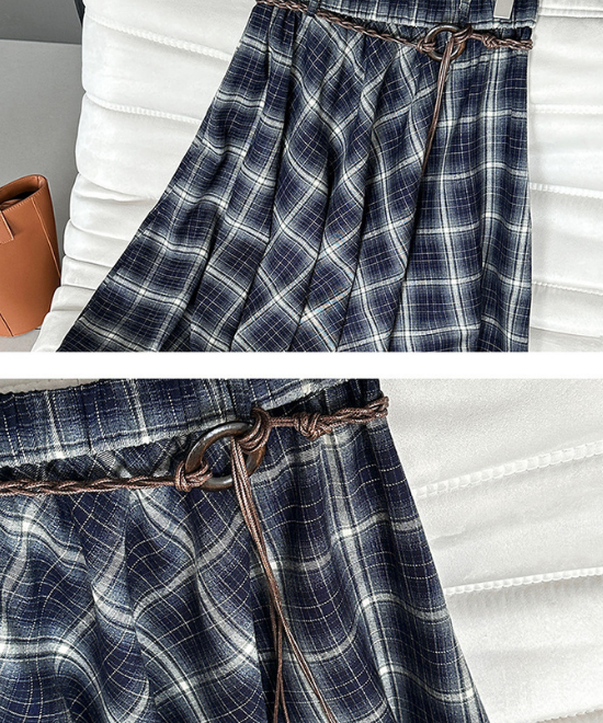 チェック柄フィッシュテールハイウエストスカート