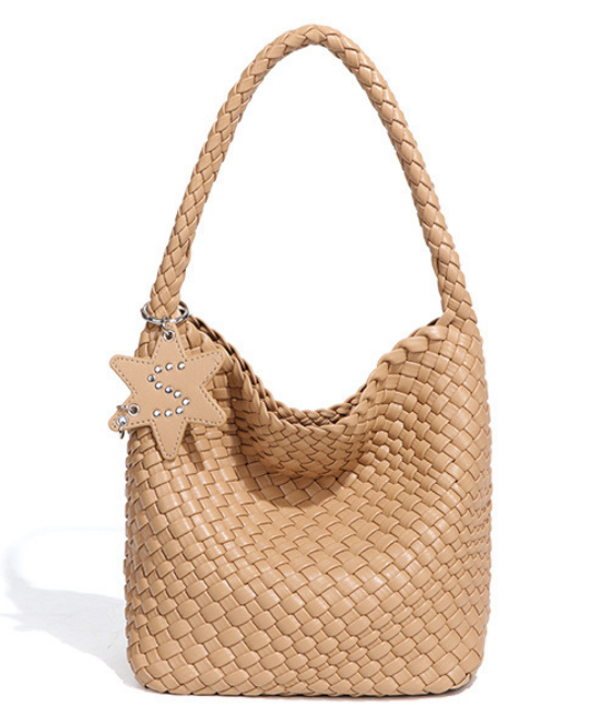 手織りテクスチャーワンショルダーハンドバッグ