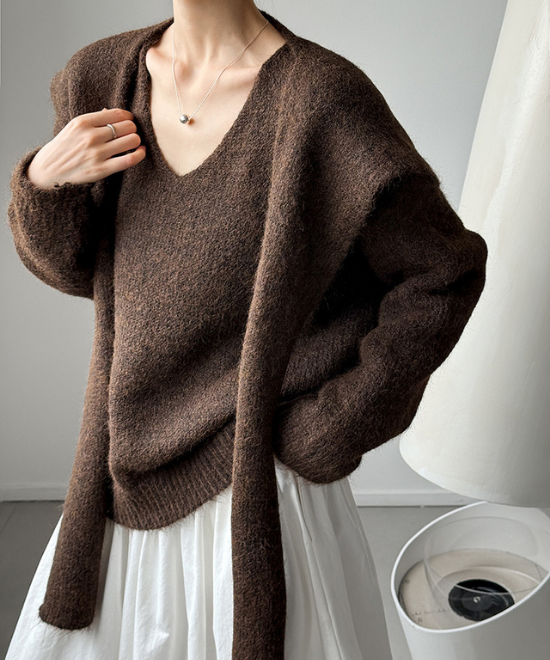 ウールニットトップス＋ショールセット