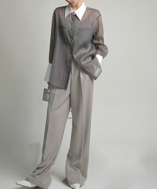 コントラストシアーブラウス