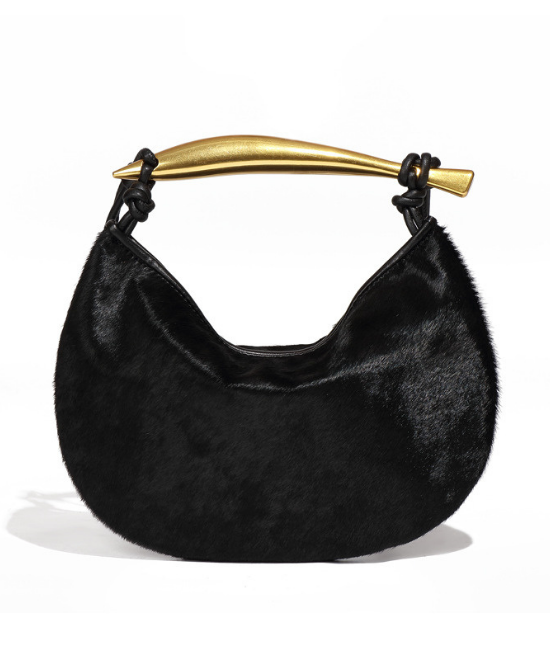 レザーホースへアハンドバッグ