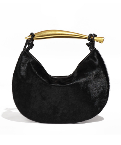 レザーホースへアハンドバッグ