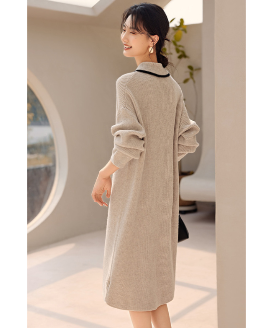 ジップアップセーターワンピース