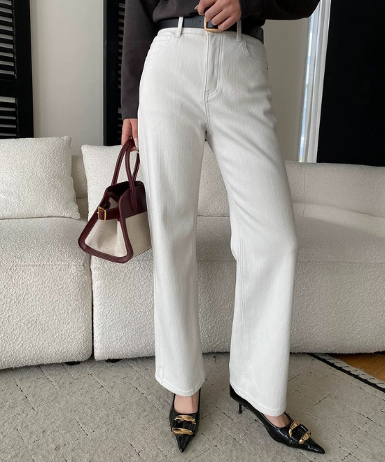 サイドラインハイウエストホワイトデニム