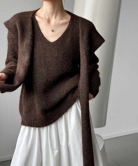 ウールニットトップス＋ショールセット