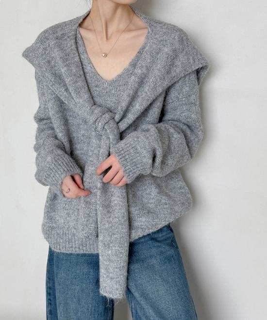 ウールニットトップス＋ショールセット