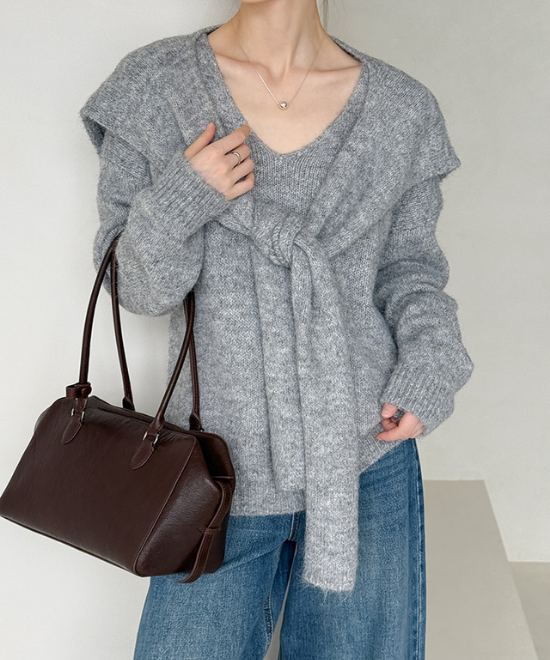 ウールニットトップス＋ショールセット