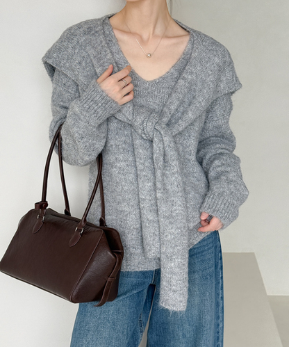 ウールニットトップス＋ショールセット