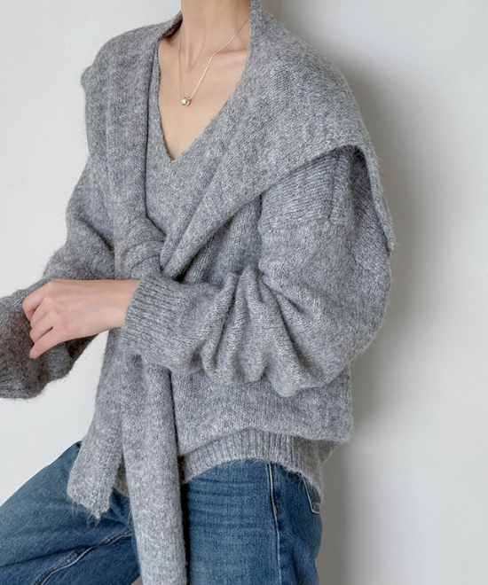 ウールニットトップス＋ショールセット