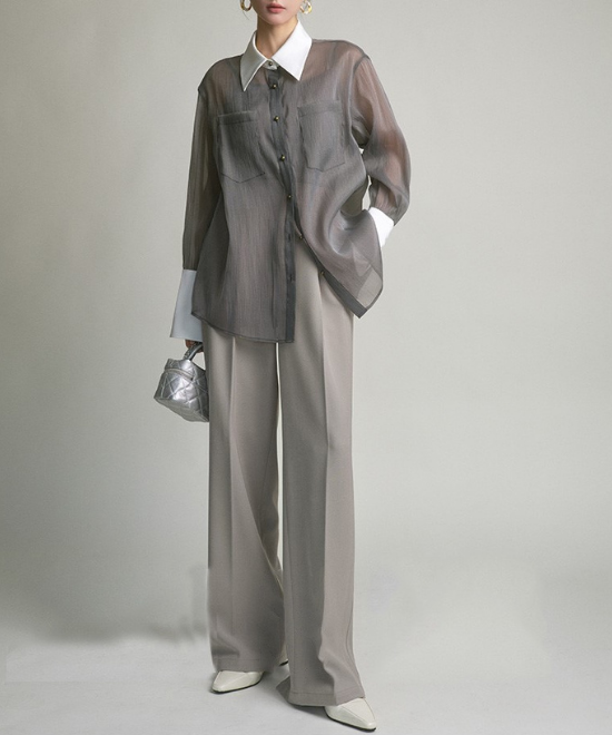 コントラストシアーブラウス