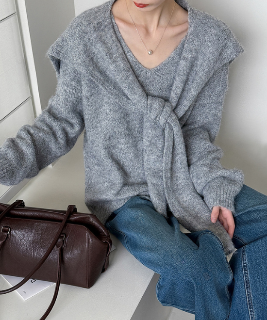 ウールニットトップス＋ショールセット