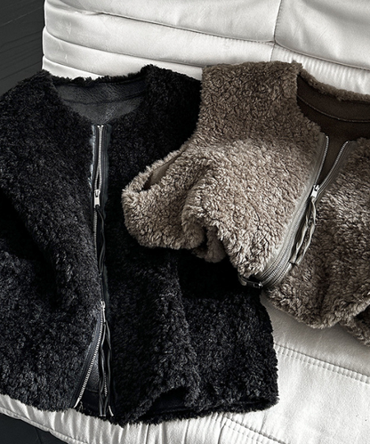 ノーカラーボアベスト