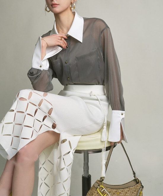 コントラストシアーブラウス