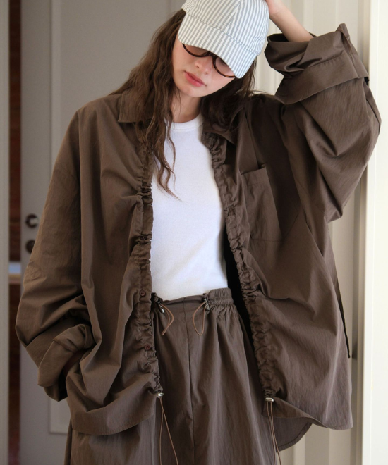 ドローストリングオーバーシャツ