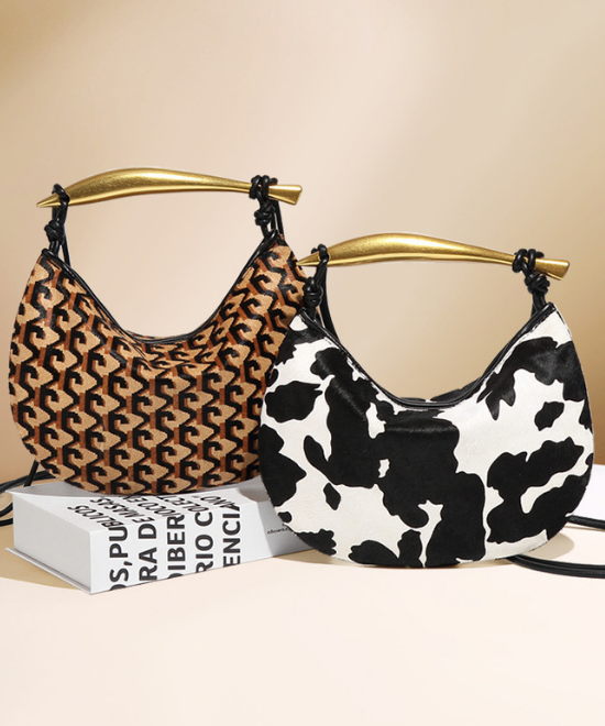 レザーホースへアハンドバッグ