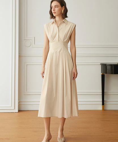 タックシャツフレアワンピース