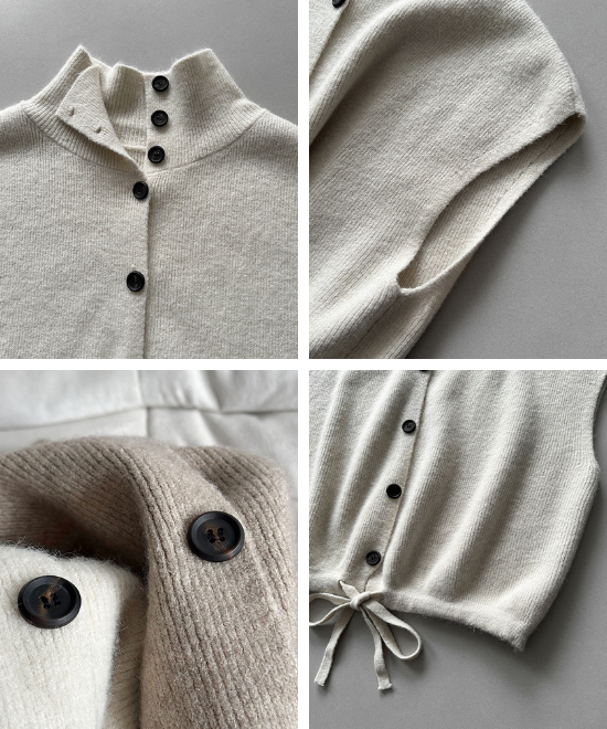 ハイネックボタンベスト