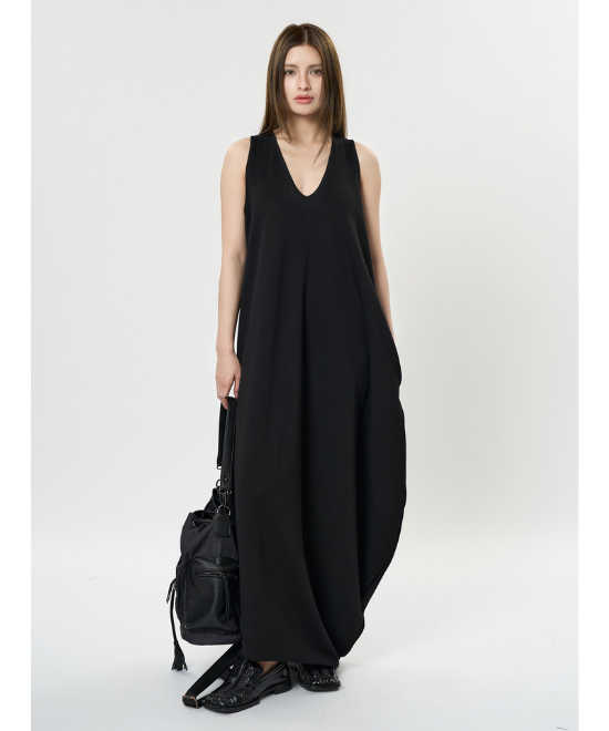 ルーズソフトタッチノースリーブワンピース