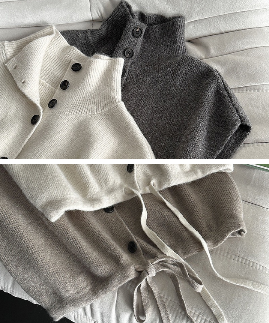 ハイネックボタンベスト