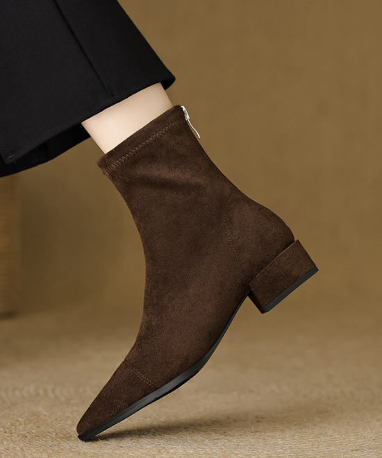 バックジッパーストレッチスキニーブーツ