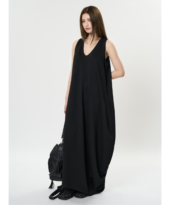 ルーズソフトタッチノースリーブワンピース