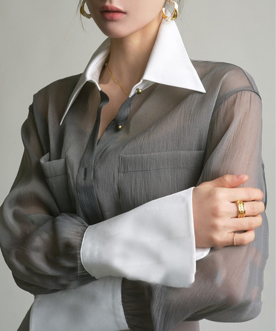 コントラストシアーブラウス