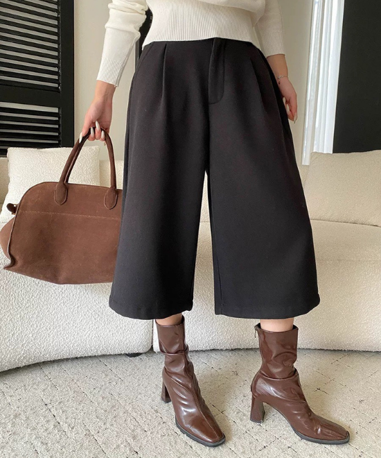 ワイドレッグクロップドスラックスパンツ