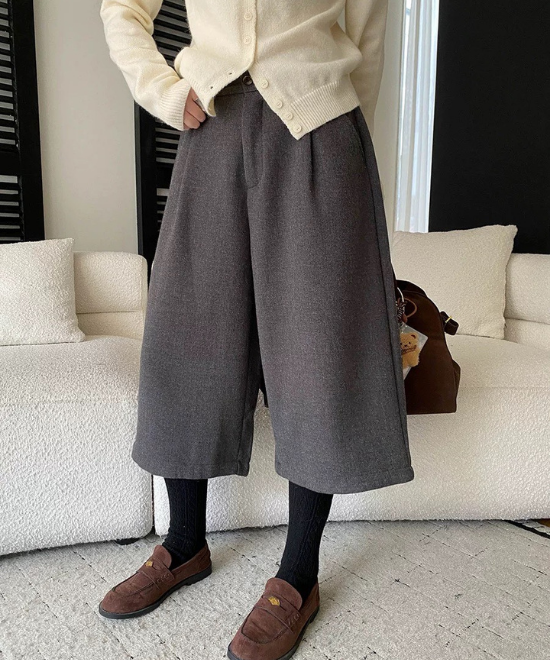 ワイドレッグクロップドスラックスパンツ