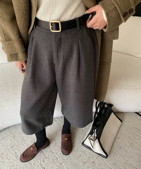 ワイドレッグクロップドスラックスパンツ