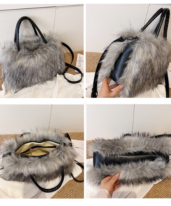 フェイクファーハンドバッグ