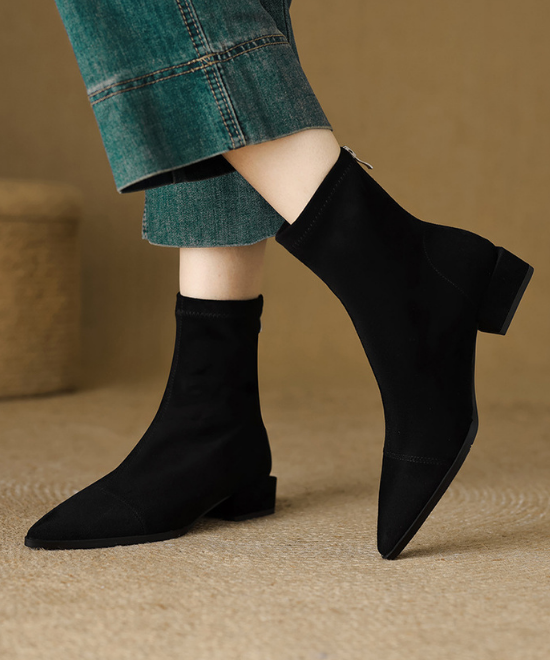 バックジッパーストレッチスキニーブーツ