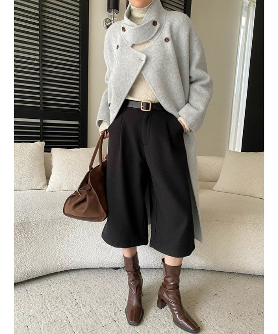 ワイドレッグクロップドスラックスパンツ