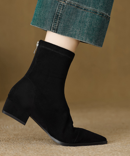 バックジッパーストレッチスキニーブーツ