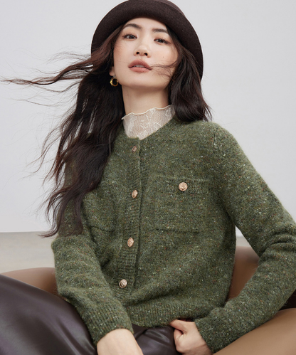 フローラルヤーンニットカーディガン