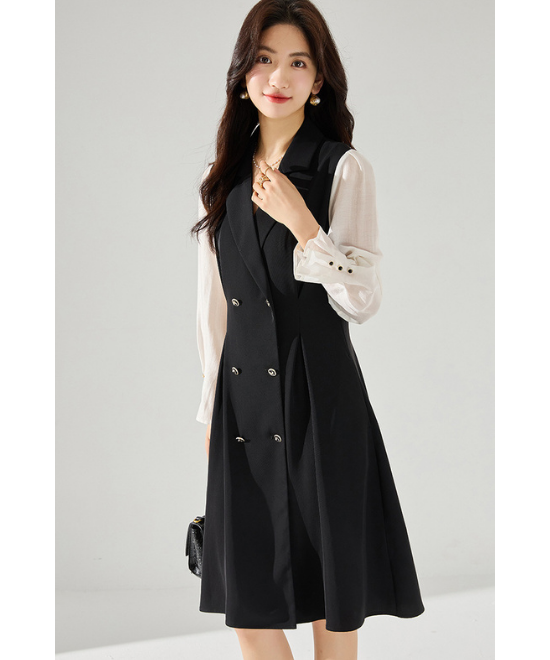 スーツライクブロッキングワンピース