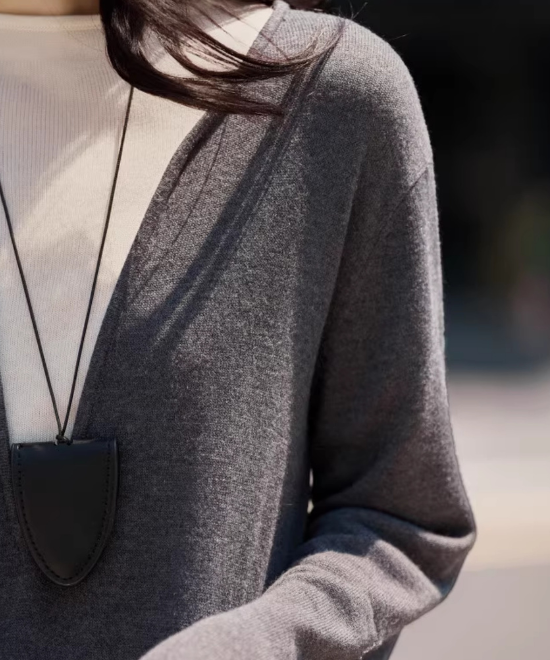 コントラストカラーフェイクツーピースニットワンピース