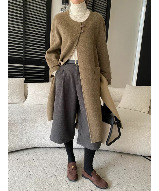 ワイドレッグクロップドスラックスパンツ