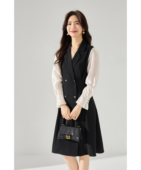 スーツライクブロッキングワンピース