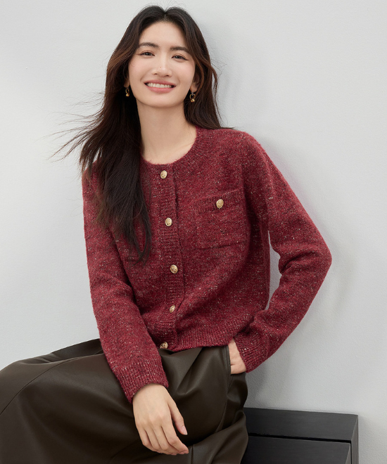 フローラルヤーンニットカーディガン