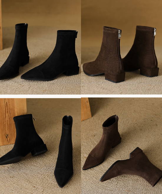 バックジッパーストレッチスキニーブーツ